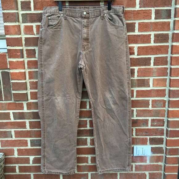 Dickies Workwear Utility Pants Mens 38x30 Brown Duck Canvas - Picture 1 of 14